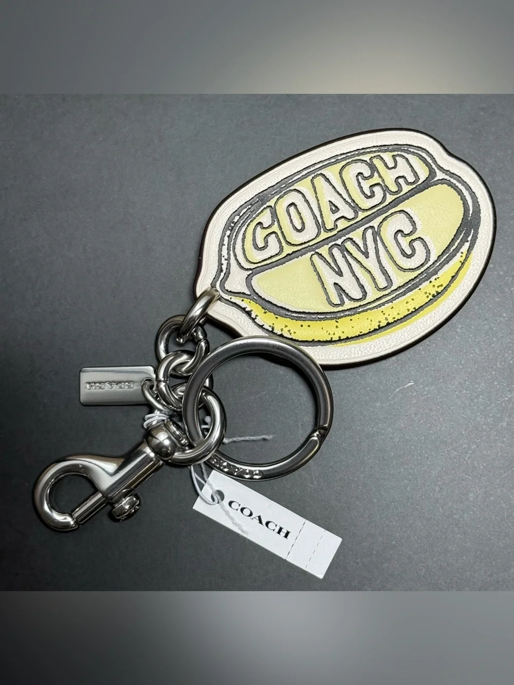 COACH NYC Yellow Leather Bag Charm/Keychain